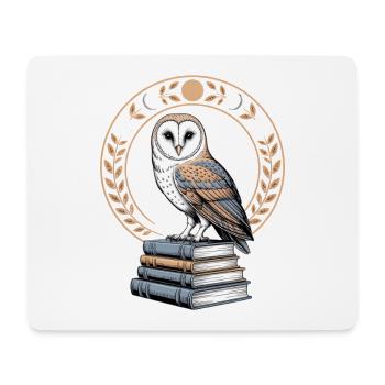 Eule Auf Büchern Mit Mondphasen Kranz - Mousepad (Querformat) - Weiß - Vorne