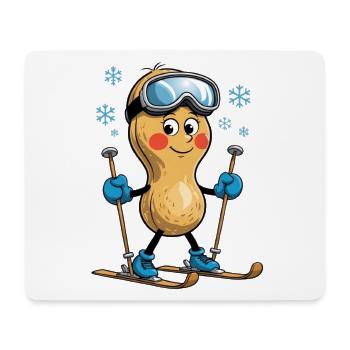Erdnuss-Skifahrer im Schnee - Mousepad (Querformat) - Weiß - Vorne