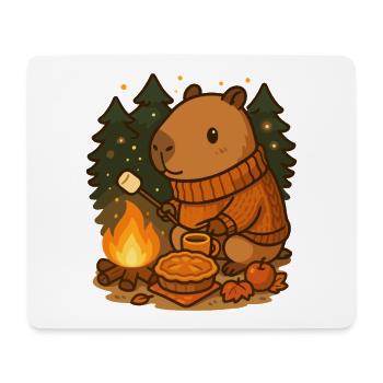 Capybara Campfire – Cozy Nights & Autumn Mood - Mousepad (Querformat) - Weiß - Vorne