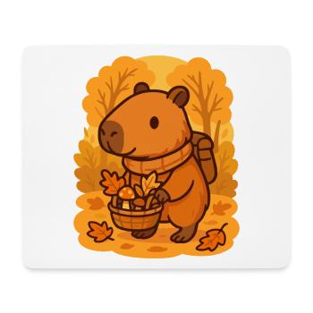 Capybara im Wald – Cozy Herbstspaziergang - Mousepad (Querformat) - Weiß - Vorne