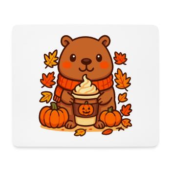 Capybara Pumpkin Latte – Cozy Autumn Mood - Mousepad (Querformat) - Weiß - Vorne