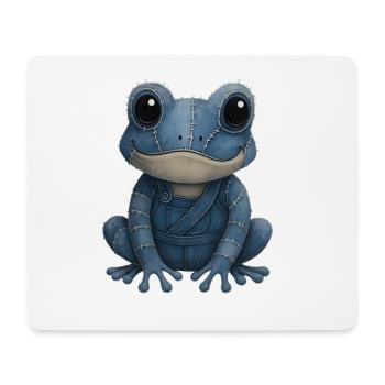 Denim Patchwork Frog - Mouse Pad (horizontal) - white - Front