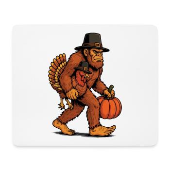 Bigfoot Carrying Turkey Thanksgiving Humor - Mouse Pad (horizontal) - white - Front