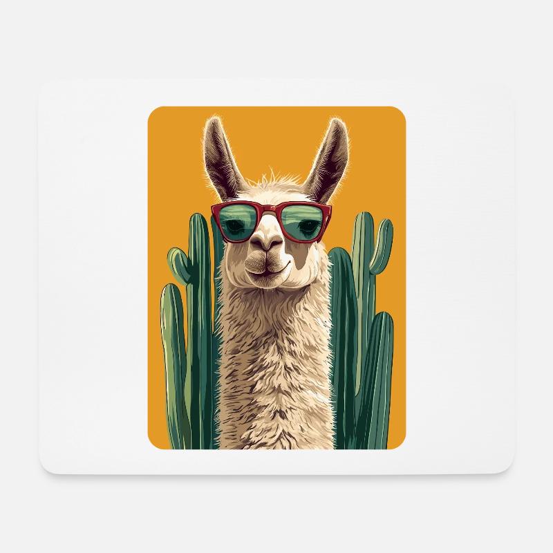 lama - Tapis de souris (format paysage) - blanc