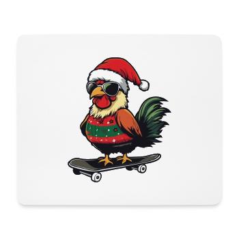 Coq Noël Drôle - Tapis de souris (format paysage) - blanc - Devant