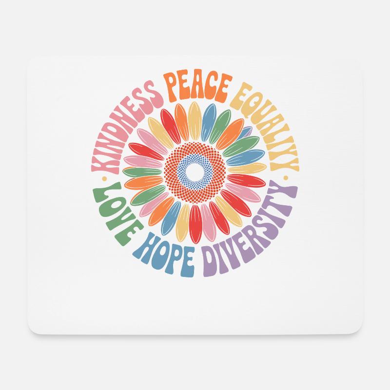 Sonnenblume Frieden Liebe Hoffnung Diversität - Mousepad (Querformat) - Weiß