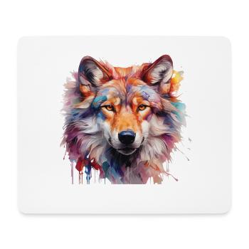 Bunter Wolf – Abstraktes Tierportrait Design - Mousepad (Querformat) - Weiß - Vorne