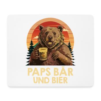 Werdender Vater PAPS BÄR UND BIER Lustiges - Mousepad (Querformat) - Weiß - Vorne