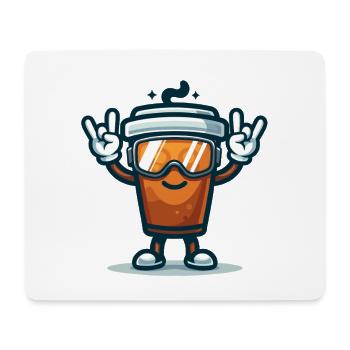 Kaffeebecher mit Skibrille - Mousepad (Querformat) - Weiß - Vorne