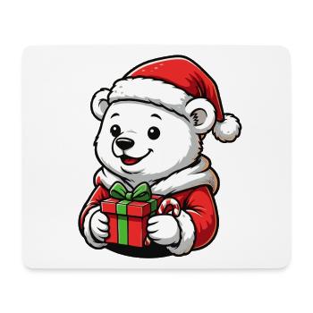 Weihnachts Eisbär mit Geschenk – süßes Xmas Motiv - Mousepad (Querformat) - Weiß - Vorne
