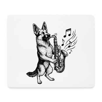 Saxophon Deutscher Schäferhund Kunst - Mousepad (Querformat) - Weiß - Vorne
