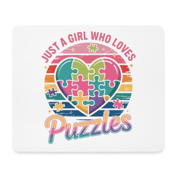Mädchen liebt Puzzles Herz Regenbogen - Mousepad (Querformat) - Weiß - Vorne