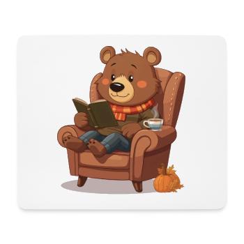 Reading bear in autumn armchair - Mouse Pad (horizontal) - white - Front
