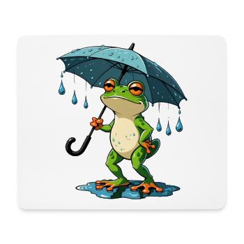 Grenouille de pluie avec parapluie - Tapis de souris (format paysage) - blanc - Devant