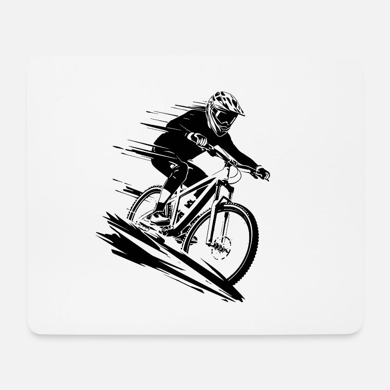 Mountainbike Illustration Mountainbiken - Mousepad (Querformat) - Weiß