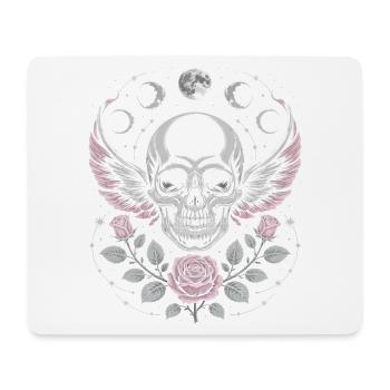 Crâne gothique avec phases de lune et motifs de roses - Tapis de souris (format paysage) - blanc - Devant