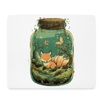 Magisches Kitsune Fuchs Kawaii Terrarium - Mousepad (Querformat) - Weiß - Vorne