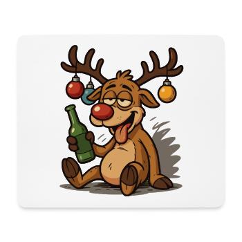Funny Drunk Reindeer Christmas Shirt - Mouse Pad (horizontal) - white - Front