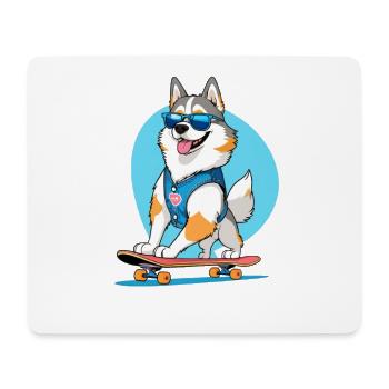Corgi auf Skateboard Denim-Weste - Mousepad (Querformat) - Weiß - Vorne