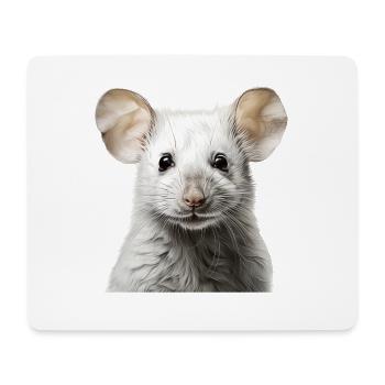 Süße Maus – niedliches Tierportrait - Mousepad (Querformat) - Weiß - Vorne