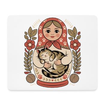 Matroschka Katze Kuschelherz - Mousepad (Querformat) - Weiß - Vorne