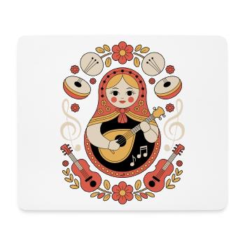 Matriochka Guitare Motif Folk - Tapis de souris (format paysage) - blanc - Devant