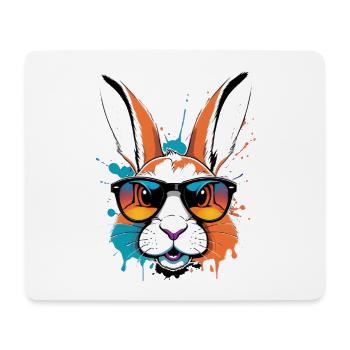 Lapin Daredevil coloré avec lunettes de soleil - Tapis de souris (format paysage) - blanc - Devant