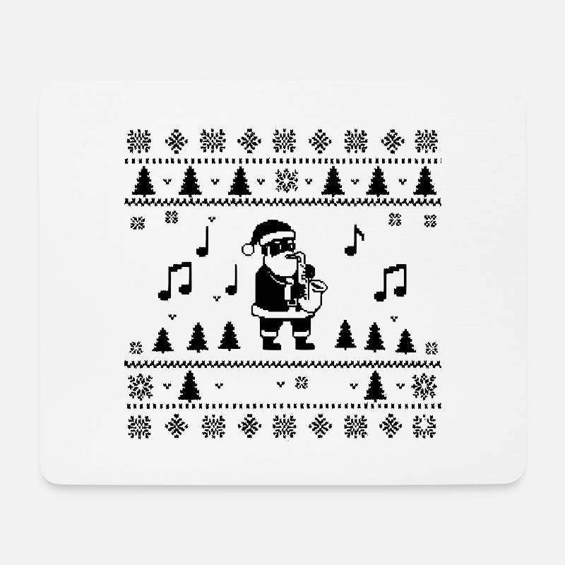 Christmas Man Saxophon Weihnachten - Mousepad (Querformat) - Weiß