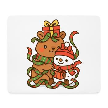 Capybara et bonhomme de neige en ruban - Tapis de souris (format paysage) - blanc - Devant