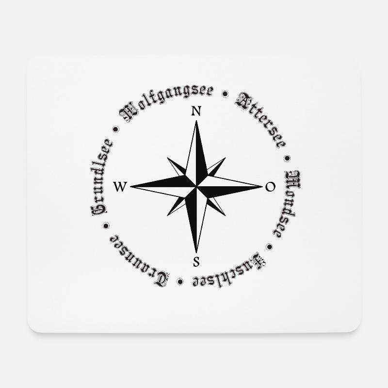 Salzkammergut Kompass 6 Seen Design - Mousepad (Querformat) - Weiß