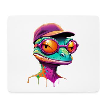 Bunter Gecko mit Sonnenbrille Cap - Mousepad (Querformat) - Weiß - Vorne