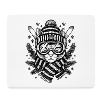 Skifahren Katze Berg Winter Kunst - Mousepad (Querformat) - Weiß - Vorne