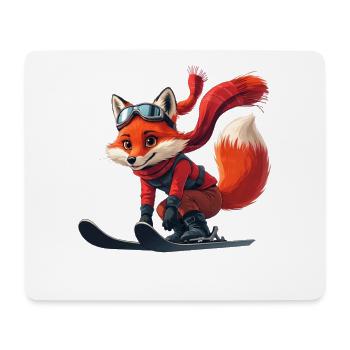 Fox Skier Adventure - Tapis de souris (format paysage) - blanc - Devant