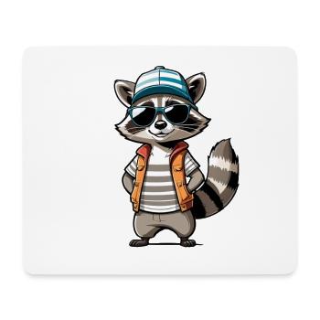 Raccoon Streetwear Outfit - Mouse Pad (horizontal) - white - Front