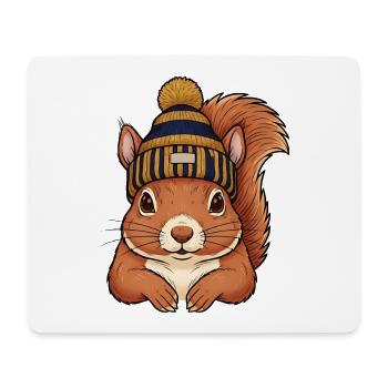 Squirrel with Hat – Winter Outfit - Mouse Pad (horizontal) - white - Front