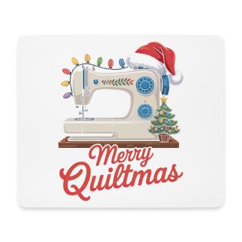 Merry Quiltmas Festive Sewing Santa Holiday Season - Mouse Pad (horizontal) - white - Front