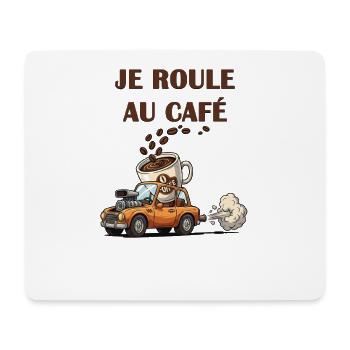 Je roule au café voiture cartoon - Tapis de souris (format paysage) - blanc - Devant