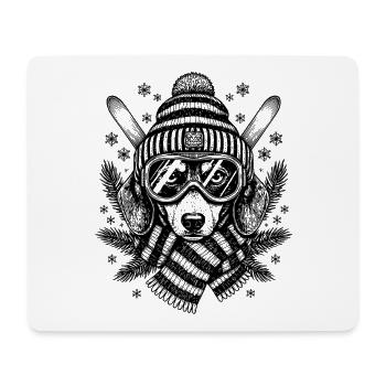Ski teckel chien ski - Tapis de souris (format paysage) - blanc - Devant