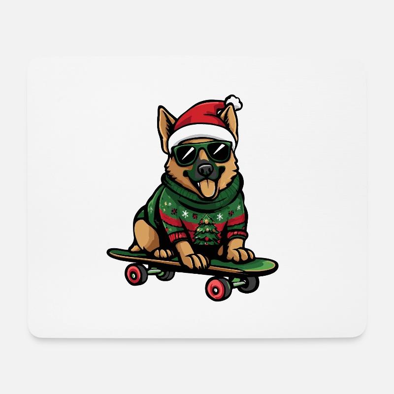 Schäferhund Weihnachten Lustig - Mousepad (Querformat) - Weiß