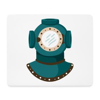 Nautic Design Antique Diving Helmet Illustration - Mouse Pad (horizontal) - white - Front