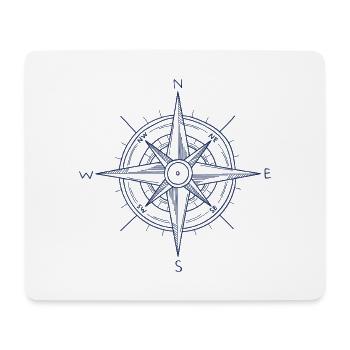 Nautic Design Blue Compass Nautical Emblem - Mouse Pad (horizontal) - white - Front
