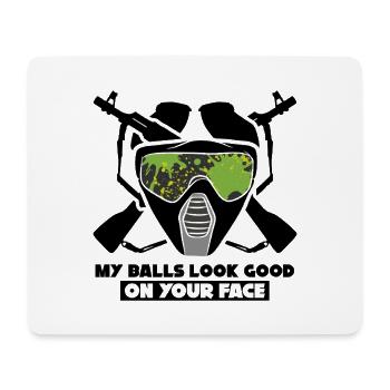 Funny Paintball Design – Aim with Style - Mouse Pad (horizontal) - white - Front
