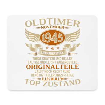80. Geburtstag Geschenk Oldtimer November 1945 - Mousepad (Querformat) - Weiß - Vorne