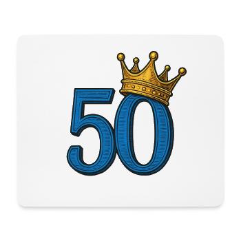 Bleu 50 avec couronne d’or – Noble anniversaire du - Tapis de souris (format paysage) - blanc - Devant