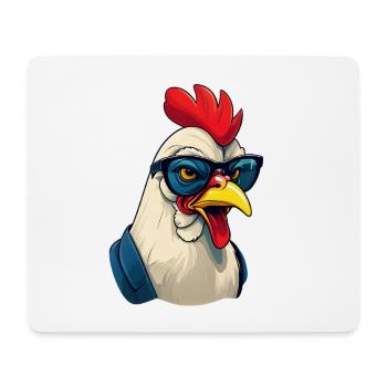 Cool Hen Sunglasses Cartoon - Mouse Pad (horizontal) - white - Front
