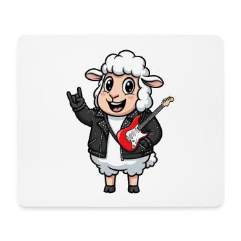 Rocker Sheep avec guitare électrique - Tapis de souris (format paysage) - blanc - Devant