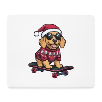Golden Retriever Chien Noël Drôle Drôle - Tapis de souris (format paysage) - blanc - Devant