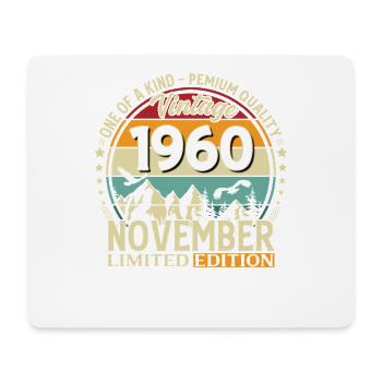 65ème Anniversaire Vintage Novembre Millésime 1960 - Tapis de souris (format paysage) - blanc - Devant