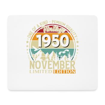 75ème Anniversaire Vintage Novembre Millésime Années 1950 - Tapis de souris (format paysage) - blanc - Devant