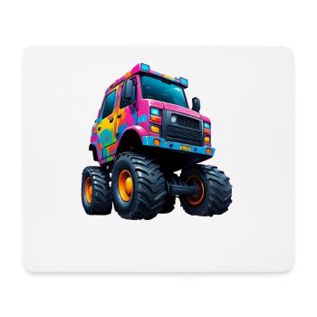 Bunter Monstertruck Kraftmonster - Mousepad (Querformat) - Weiß - Vorne